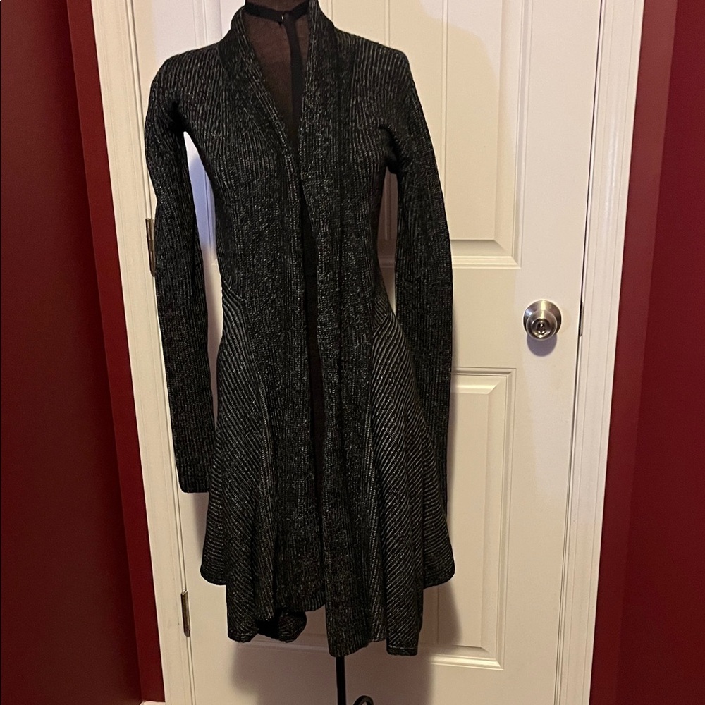CAbi Black and Gray Sweater Cardigan